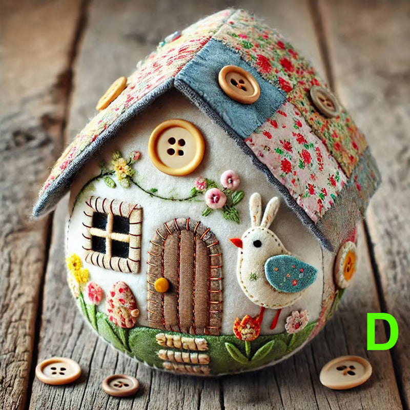 Kit fai da te per casetta a forma di uovo in feltro patchwork