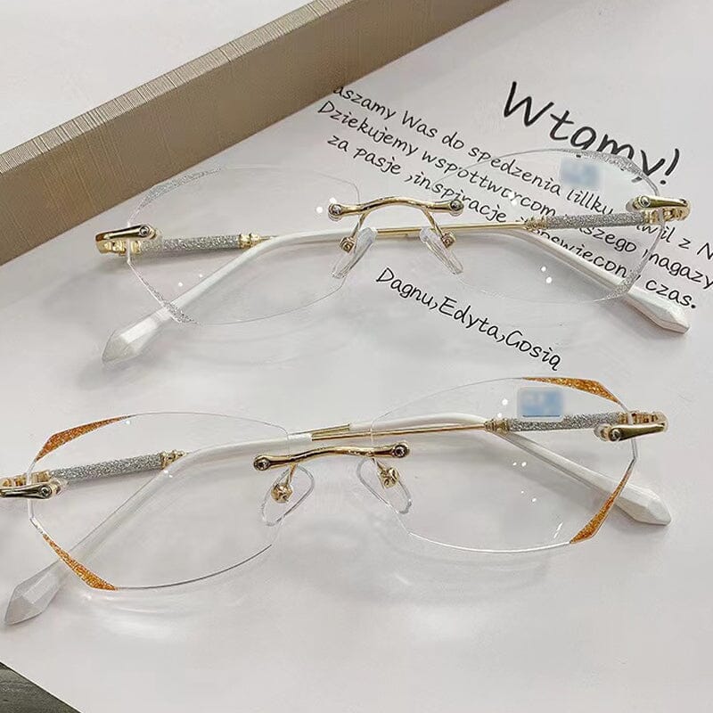 Occhiali da lettura senza montatura con luce anti-blu alla moda