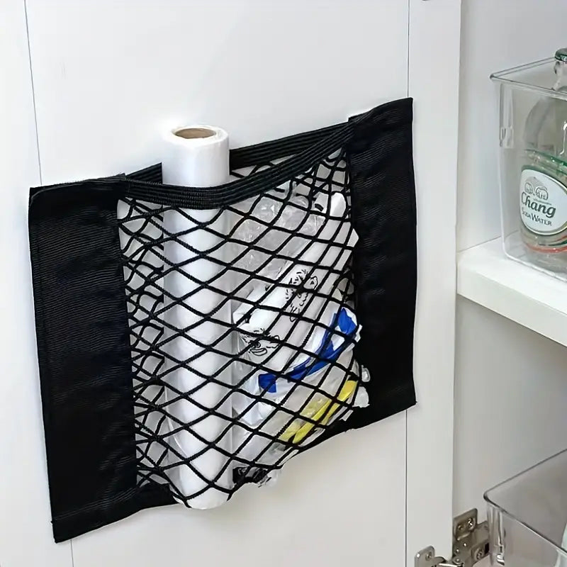 Borsa in rete per conservare sacchetti di plastica (con nastro adesivo)