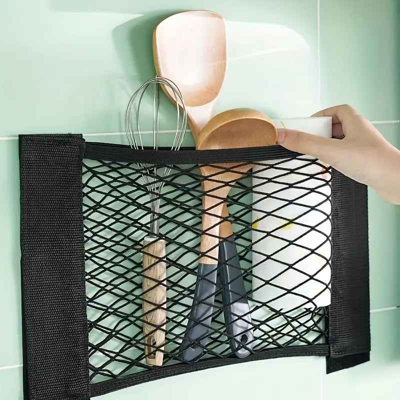 Borsa in rete per conservare sacchetti di plastica (con nastro adesivo)