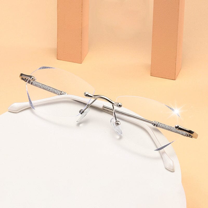 Occhiali da lettura senza montatura con luce anti-blu alla moda