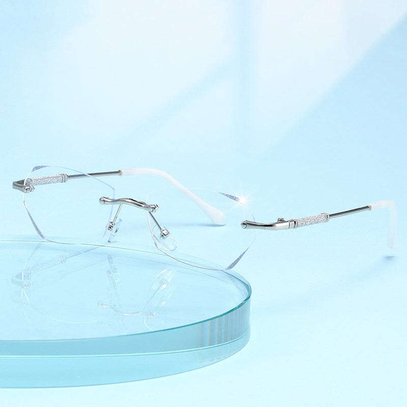 Occhiali da lettura senza montatura con luce anti-blu alla moda