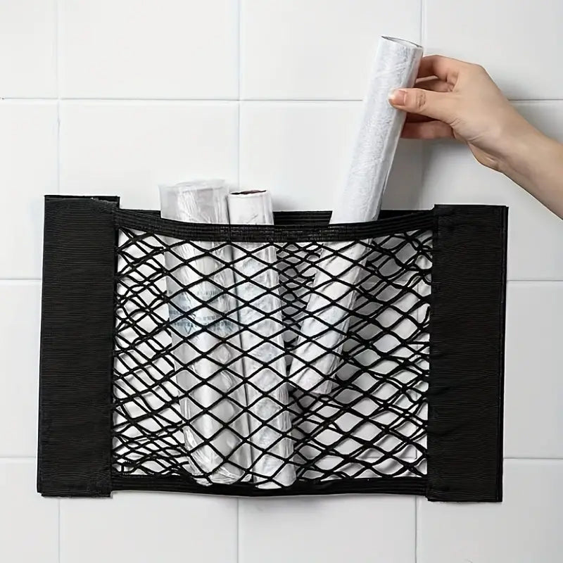 Borsa in rete per conservare sacchetti di plastica (con nastro adesivo)