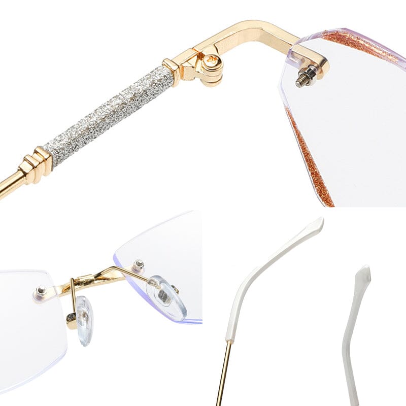 Occhiali da lettura senza montatura con luce anti-blu alla moda