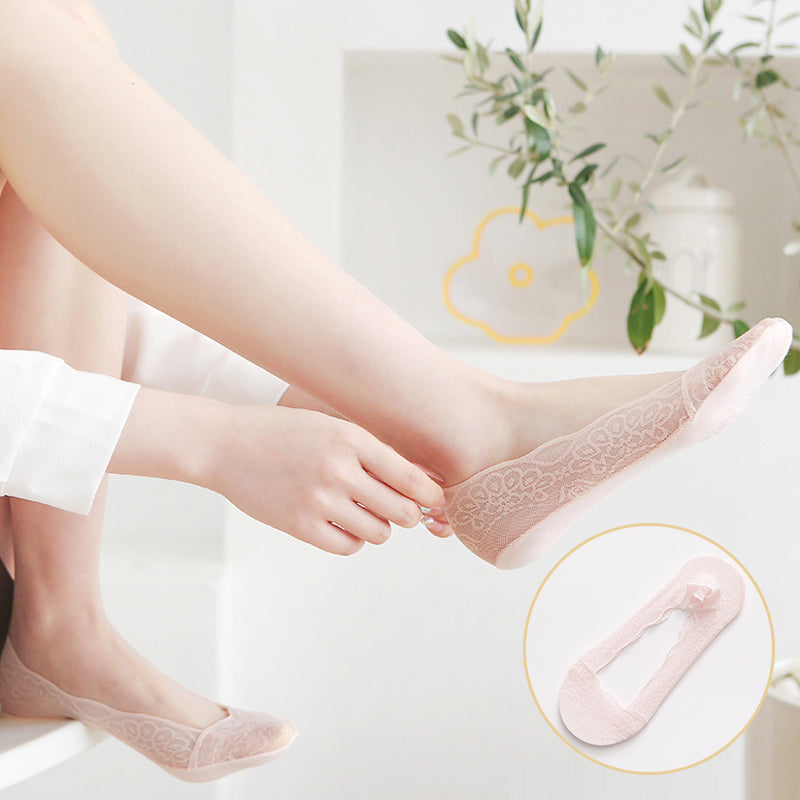 【3 paia】Calzini foderati in pizzo da donna