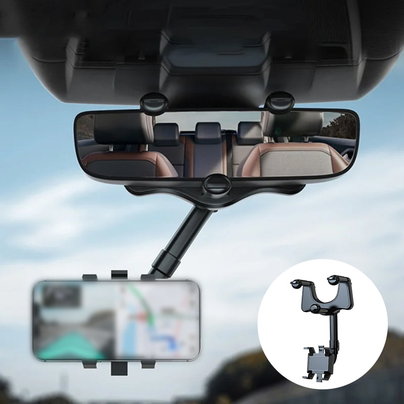 Supporto per telefono ruotabile a 360 gradi nello specchietto dell'auto